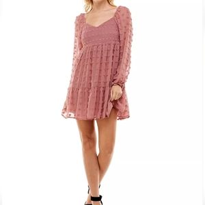 Crystal Doll xs rose pink long sleeve mini dress